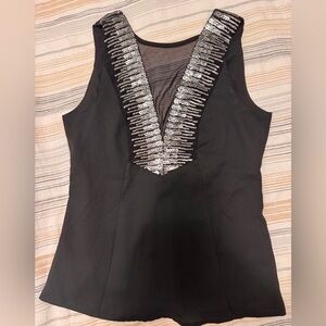 Classy and Sexy Black Sleeveless Top with Silver Sequins Size S